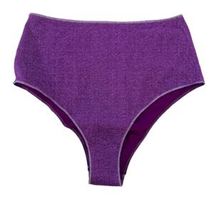 Oseree Lumiere High Waisted Bikini Bottom Purple Violet L Large